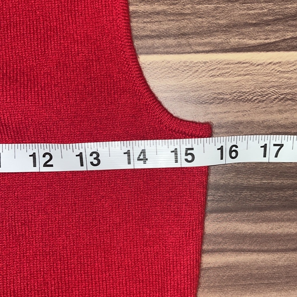 Ralph Lauren cashmere red sleeveless top. PERFECT FOR THE HOLLIDAYS. - Picture 7 of 11